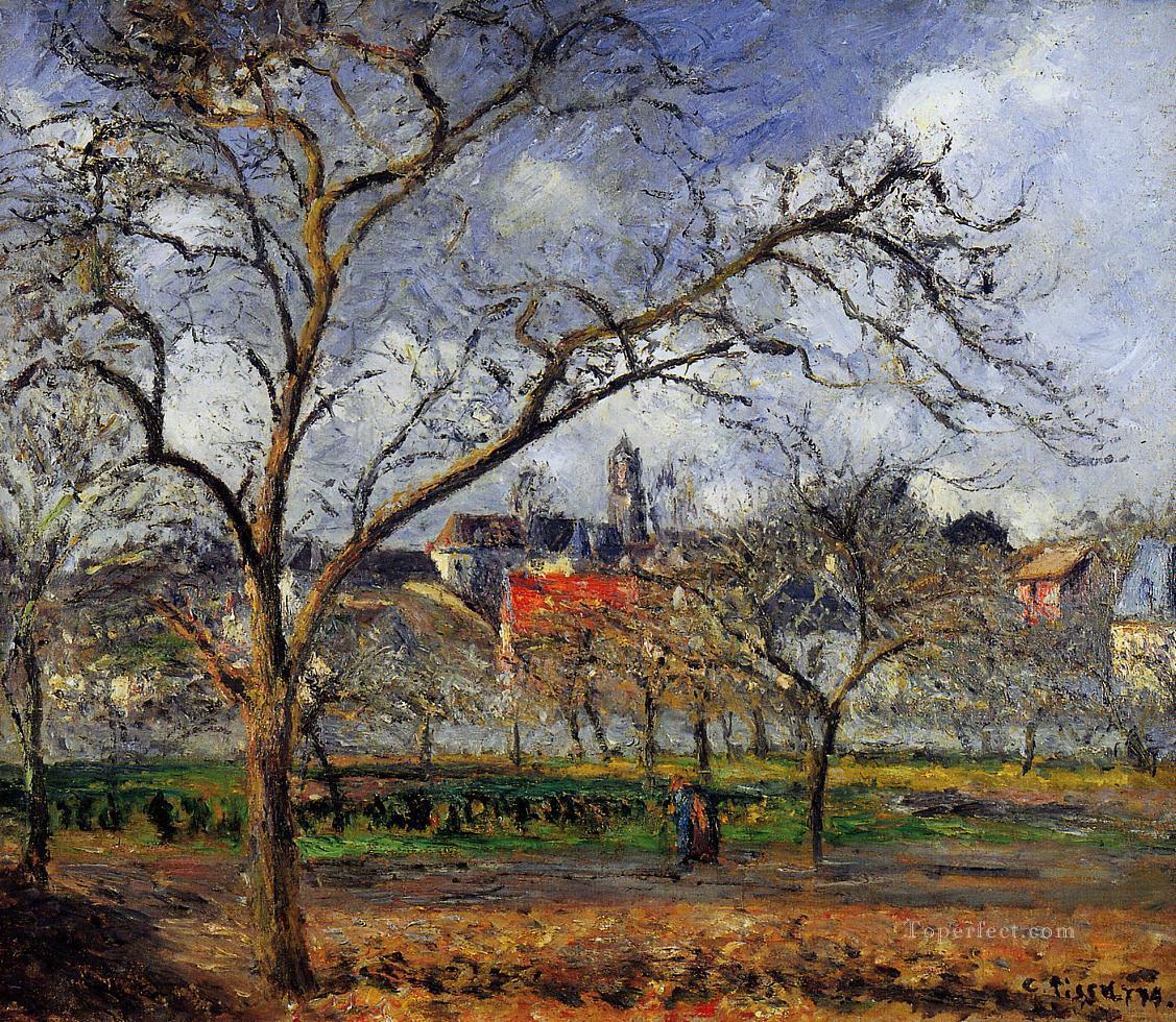 1877年の冬のポントワーズの果樹園にて カミーユ・ピサロ油絵